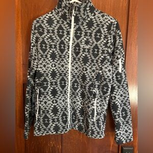 Columbia Black and White Aztec Patterned Full Zip Fleece Jacket NWT